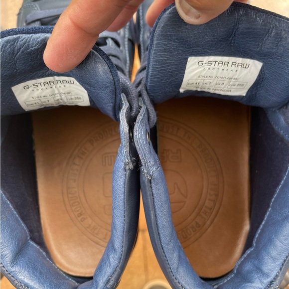 Size 8 • Rare G-Star Raw Footwear • Cadet Hi-Top Blue Suede Leather Sneaker - Picture 11 of 13